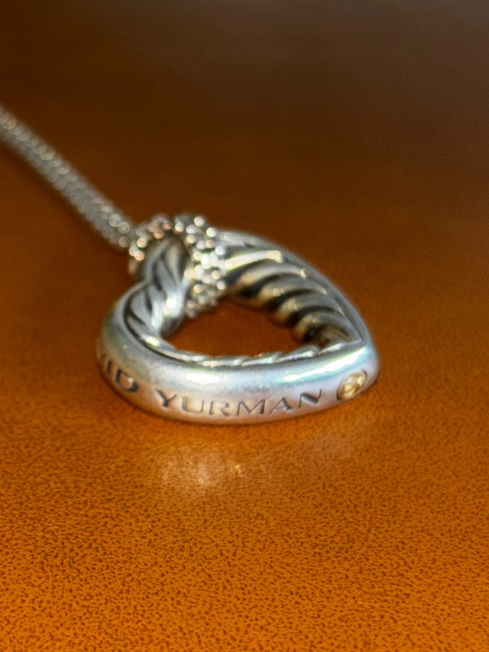 David Yurman Silver Cable Heart Pendant Necklace - Picture 6 of 13